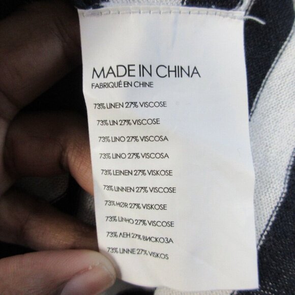 Club Monaco Linen Blend Nautical Sweater Women XS Striped Black White Knit 166 - Picture 4 of 10